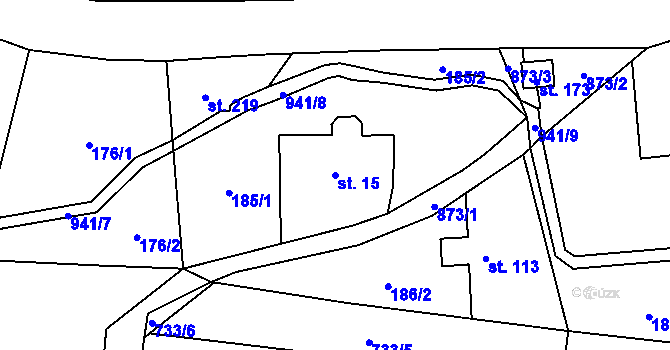 Parcela st. 15 v KÚ Rokytník, Katastrální mapa