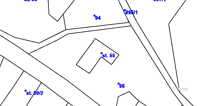 Parcela st. 55 v KÚ Rokytník, Katastrální mapa