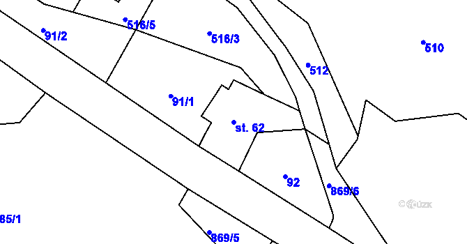 Parcela st. 62 v KÚ Rokytník, Katastrální mapa