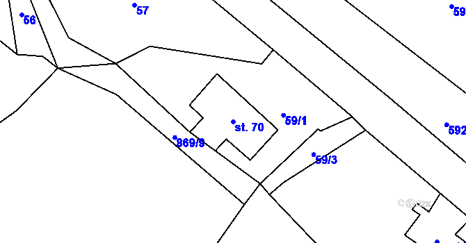 Parcela st. 70 v KÚ Rokytník, Katastrální mapa