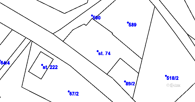Parcela st. 74 v KÚ Rokytník, Katastrální mapa