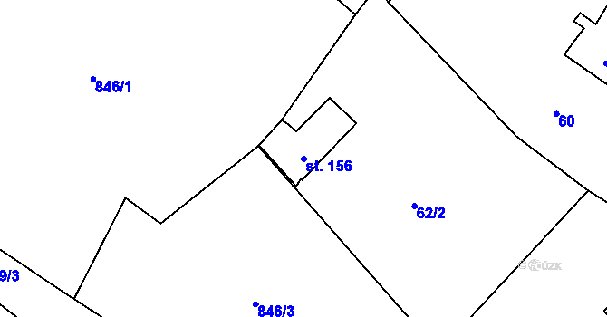 Parcela st. 156 v KÚ Rokytník, Katastrální mapa