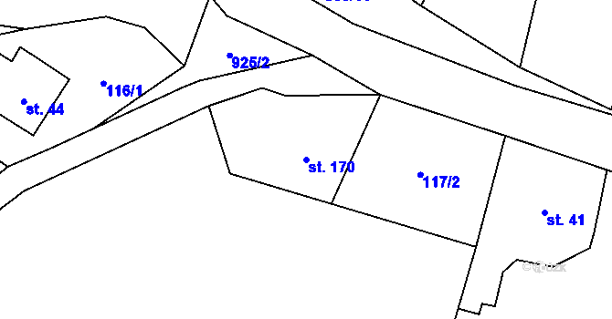 Parcela st. 170 v KÚ Rokytník, Katastrální mapa