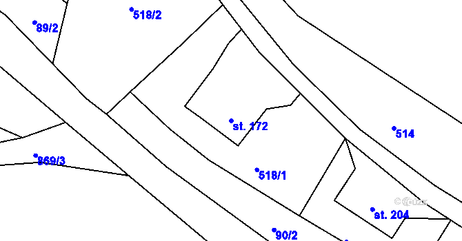 Parcela st. 172 v KÚ Rokytník, Katastrální mapa