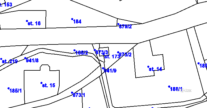 Parcela st. 173 v KÚ Rokytník, Katastrální mapa