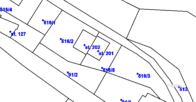 Parcela st. 201 v KÚ Rokytník, Katastrální mapa