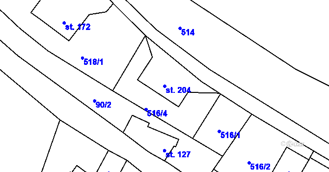Parcela st. 204 v KÚ Rokytník, Katastrální mapa