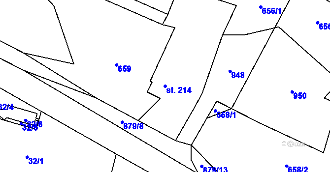 Parcela st. 214 v KÚ Rokytník, Katastrální mapa