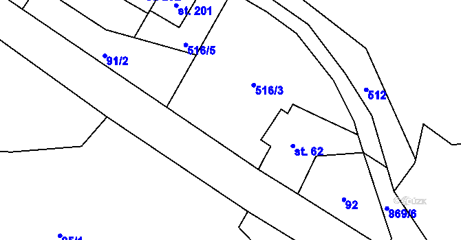 Parcela st. 91/1 v KÚ Rokytník, Katastrální mapa