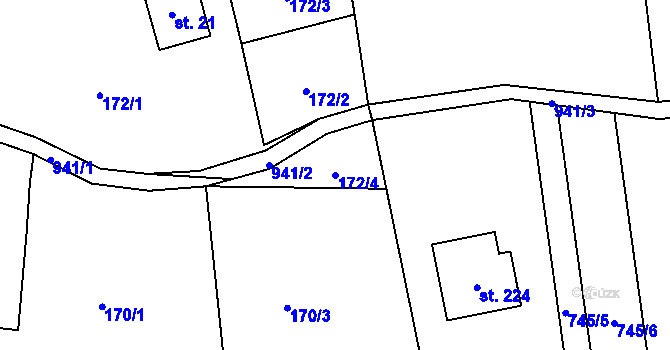 Parcela st. 172/4 v KÚ Rokytník, Katastrální mapa