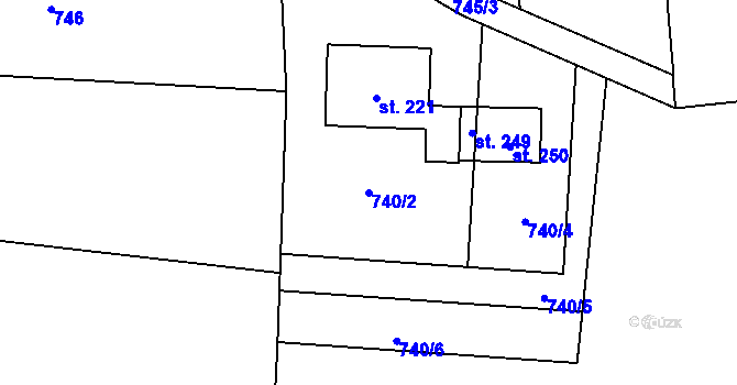 Parcela st. 740/2 v KÚ Rokytník, Katastrální mapa