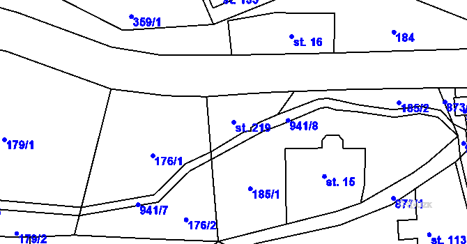 Parcela st. 219 v KÚ Rokytník, Katastrální mapa