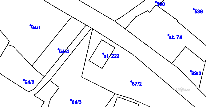 Parcela st. 222 v KÚ Rokytník, Katastrální mapa