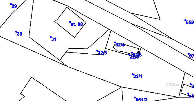 Parcela st. 32/3 v KÚ Rokytník, Katastrální mapa