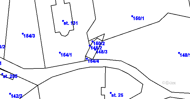 Parcela st. 148/3 v KÚ Rokytník, Katastrální mapa
