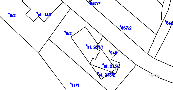Parcela st. 235/1 v KÚ Rokytník, Katastrální mapa