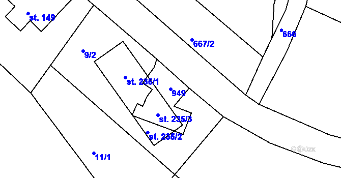 Parcela st. 949 v KÚ Rokytník, Katastrální mapa