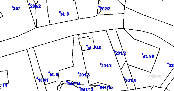 Parcela st. 248 v KÚ Rokytník, Katastrální mapa