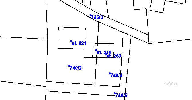 Parcela st. 249 v KÚ Rokytník, Katastrální mapa