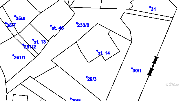 Parcela st. 14 v KÚ Malá Čermná, Katastrální mapa