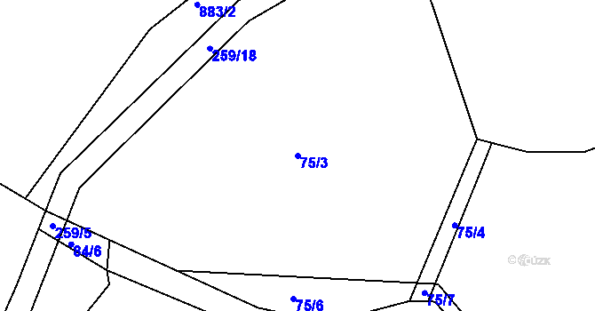 Parcela st. 75/3 v KÚ Malá Čermná, Katastrální mapa