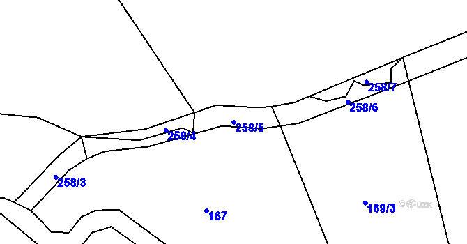 Parcela st. 258/5 v KÚ Malá Čermná, Katastrální mapa