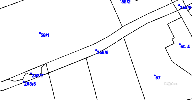 Parcela st. 258/8 v KÚ Malá Čermná, Katastrální mapa