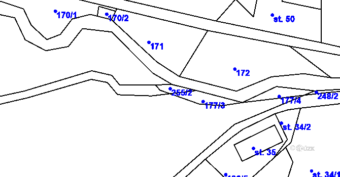 Parcela st. 255/2 v KÚ Malá Čermná, Katastrální mapa