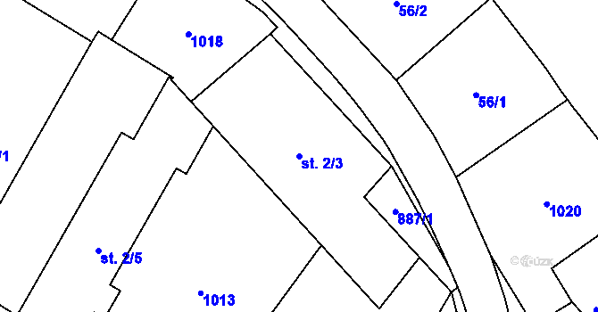 Parcela st. 2/3 v KÚ Hrotovice, Katastrální mapa
