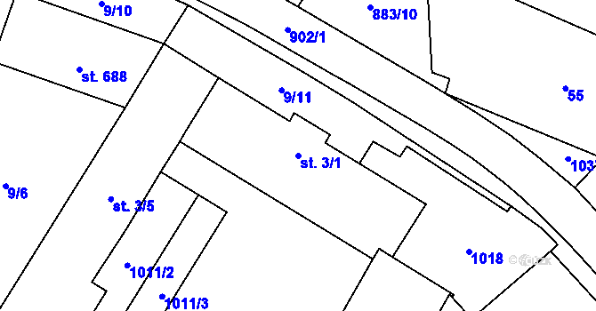 Parcela st. 3/1 v KÚ Hrotovice, Katastrální mapa
