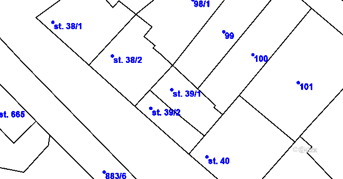 Parcela st. 39/1 v KÚ Hrotovice, Katastrální mapa