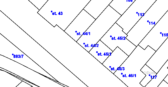 Parcela st. 44/2 v KÚ Hrotovice, Katastrální mapa