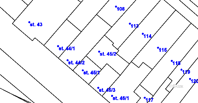 Parcela st. 45/2 v KÚ Hrotovice, Katastrální mapa