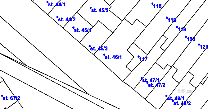 Parcela st. 46/1 v KÚ Hrotovice, Katastrální mapa