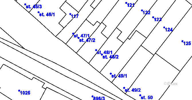Parcela st. 48/1 v KÚ Hrotovice, Katastrální mapa