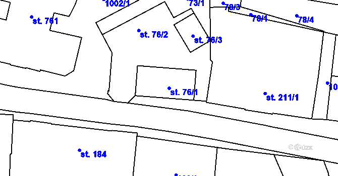 Parcela st. 76/1 v KÚ Hrotovice, Katastrální mapa
