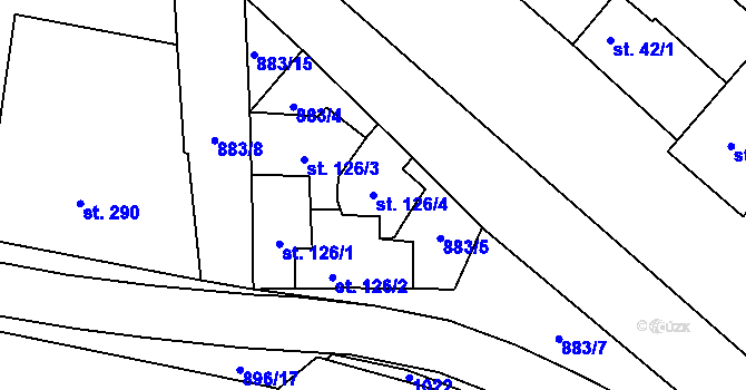 Parcela st. 126/4 v KÚ Hrotovice, Katastrální mapa