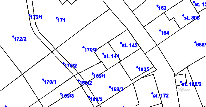 Parcela st. 141 v KÚ Hrotovice, Katastrální mapa