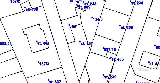 Parcela st. 161 v KÚ Hrotovice, Katastrální mapa