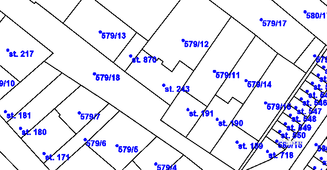 Parcela st. 243 v KÚ Hrotovice, Katastrální mapa