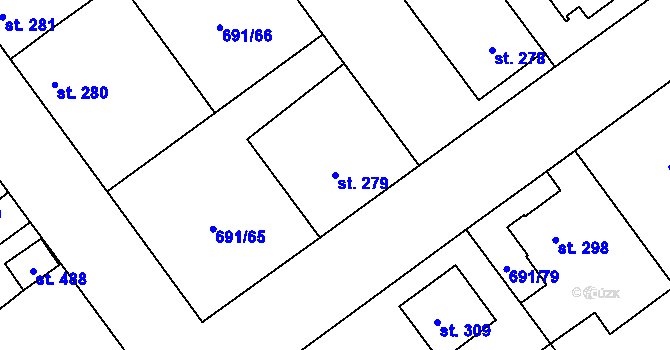 Parcela st. 279 v KÚ Hrotovice, Katastrální mapa