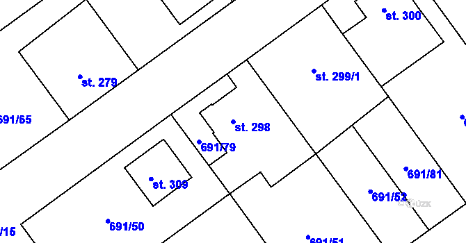Parcela st. 298 v KÚ Hrotovice, Katastrální mapa