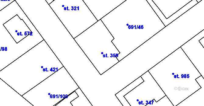 Parcela st. 359 v KÚ Hrotovice, Katastrální mapa