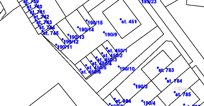 Parcela st. 450/2 v KÚ Hrotovice, Katastrální mapa