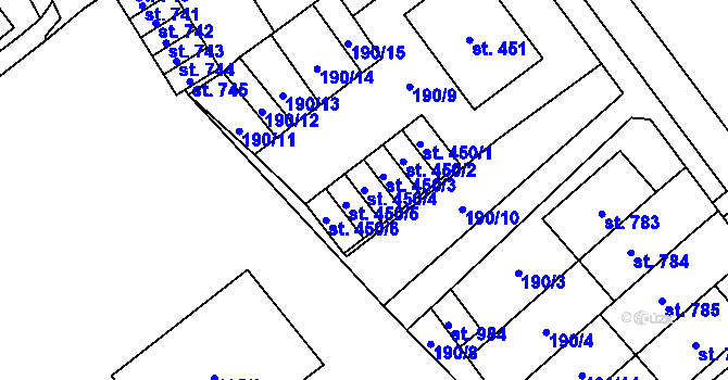 Parcela st. 450/4 v KÚ Hrotovice, Katastrální mapa