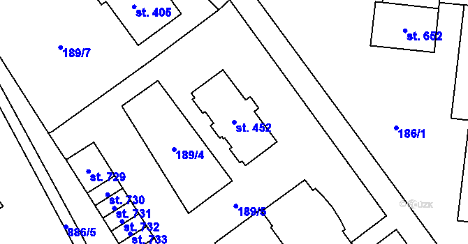 Parcela st. 452 v KÚ Hrotovice, Katastrální mapa