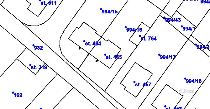 Parcela st. 465 v KÚ Hrotovice, Katastrální mapa