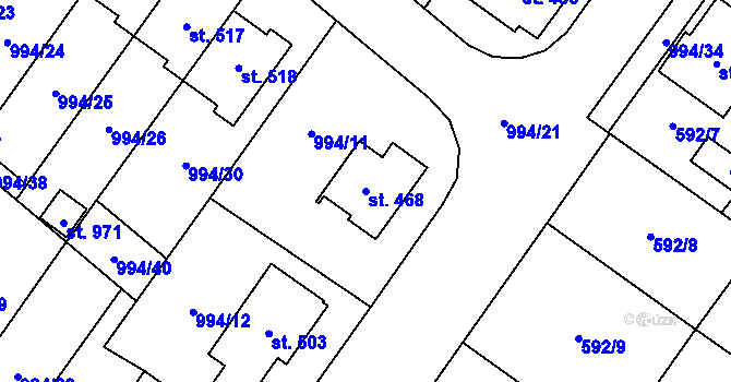 Parcela st. 468 v KÚ Hrotovice, Katastrální mapa
