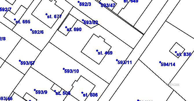 Parcela st. 469 v KÚ Hrotovice, Katastrální mapa