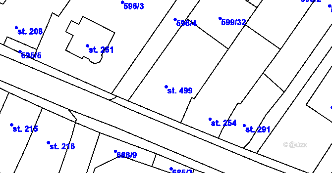 Parcela st. 499 v KÚ Hrotovice, Katastrální mapa